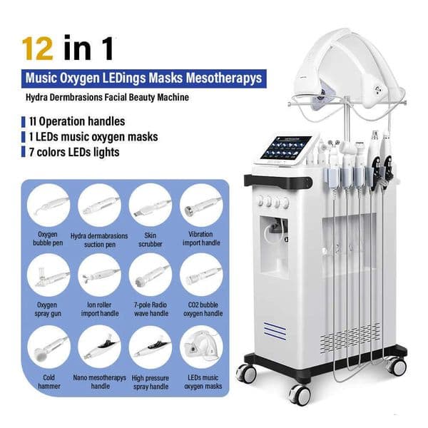 Luxury Beauty Spa Machine Face Microdermabrasion Face Rejuvenator + PDT Oxygen Mask Skin Whitening Oil Balance 12 In 1 Face Faceting Exfoliator