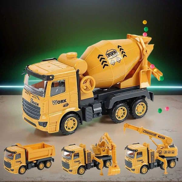 1 PCS Engineering Vehicle Toy for Children Inertial Model Play Plastic Car Kid Mixer Truck Crane Bulldozer Excavator Boy Gift Y260316