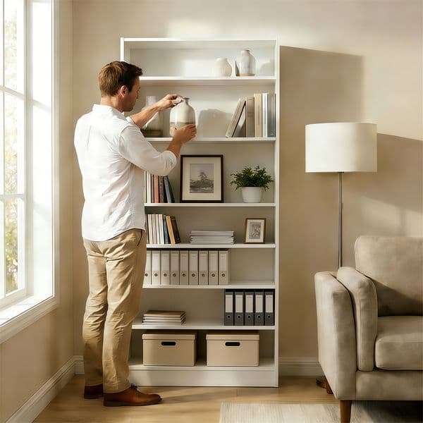 9 Tier Shoe Cabinet Heavy Duty Wood Shoe Storage Cabinet Freestanding Tall Shoe Cabinet with Adjustable Shelves & Open Storage for Entryway Hallway Living Room