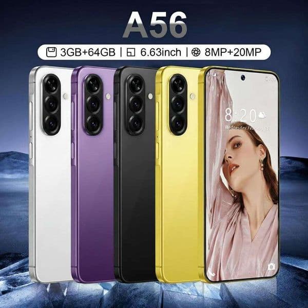 New A56 cross-border mobile phone, incell 7.3-inch large screen with center punch-hole, octa-core 4G network all-in-one device, Android 15