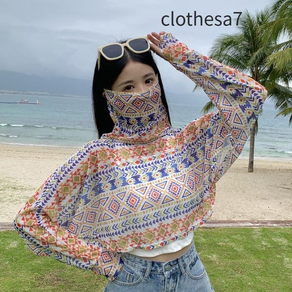 Women sun-protective T-shirt Summer ice silk neck protector face mask for women, new ultra-light wholesale thin Korean style set, sun protection shawl