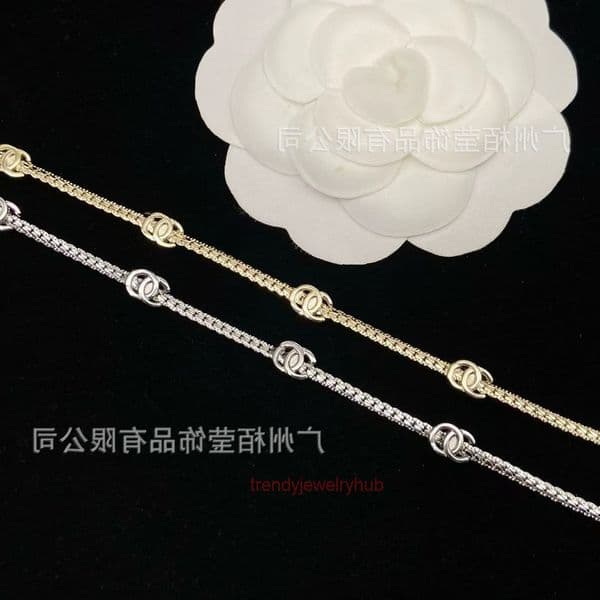 cc necklace jewerly for women Exquisitely crafted double C snake bone two-tone necklace sweet elegant clavicle chain channels necklace