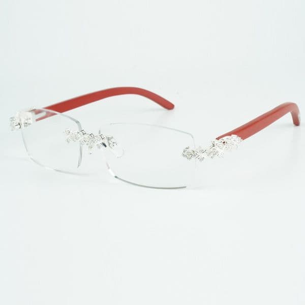 Luxury Transparent Lens 3524012 snowflake diamond with red wood legs Lens Size 18-135 mm