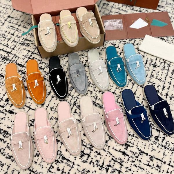 Designer Loafers shoes summer Cashmere Top Quality Deerskin Metal Buttons Loafers Designers Buckle Round Toes Flat Heel slipper eur