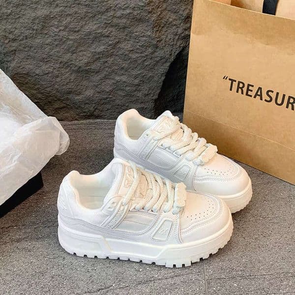 2025 New Thick Soft Sole Chunky White Shoes for Petite Height Increase Comfortable Lightweight Casual Loafers
