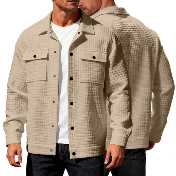 New Autumn Winter Men's Jacquard Designer Jacket Checkered Casual Collar Cardigan European Size Fashion Shirt Zipper Pocket Buttoned Swea