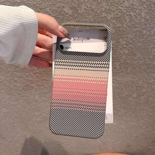 Business Carbon Fiber Texture Hard Case For iPhone 17 Air 16 15 14 Plus 13 12 Pro Max 11 Luxury Lines Retro Bumper Cover 26L0316