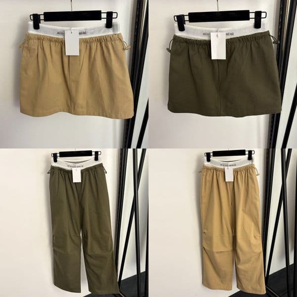 Women High Waisted Wide Leg Pants Letter Webbing Mini Skirts Spring Summer Street Style Cargo Trousers