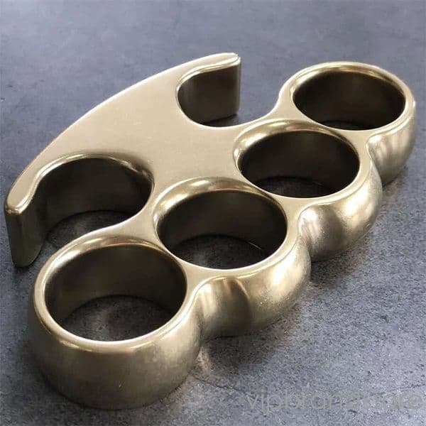 Classic Stonewashed Brass Knuckle Duster Boxing Self-defense Protective Gear S260528