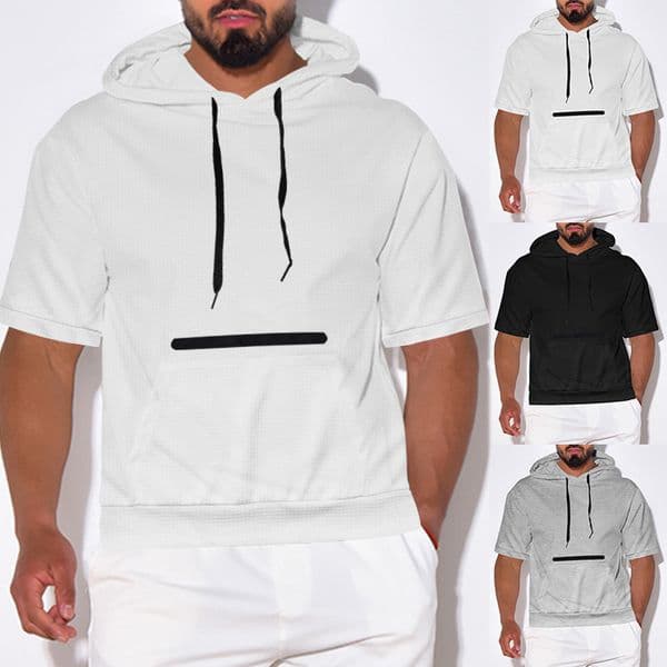 European And American Summer New Designer T-shirt Polo Men's Casual Designer Hoodie Hooded Shortsleeve Solid Color Men's Top Heavyweight