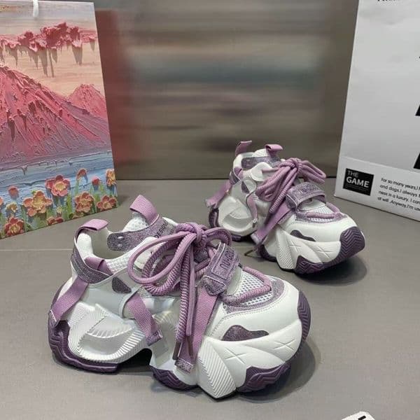 New trendy Shoes Mesh Casual Sneakers Popular Thick Soled Height Increasing Women Versatile Dad Shoes