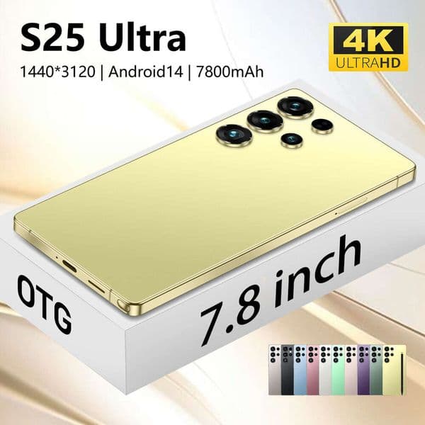 Best-selling S25 Ultra cross-border mobile phone with 1:1 silicone case, perforated ultra-large screen, 7.8inch true 4G network, 8+128GB thumbnail 3