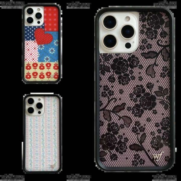 WF Lace Lover Black Rose Phone Case for iPhone 16 15 14 13 12 17 Pro Max Plus Air Dollhouse Flower Pathch WF Back Cover 26H0316
