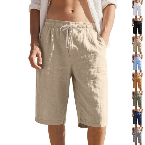 Essential Shorts New Linen Essentials Shorts Shorts Drawstring Elastic Designer Shorts Waist Straight Leg Solid Color Breathable Daily Beach Sevenpoint Casual