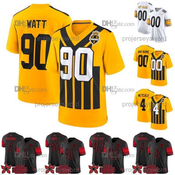 Steelerss Football Jerseys T.J. Watt Will Howard Aaron Rodgers Mason Rudolph DK Metcalf Joey Porter Jr. Skylar Thompson Jaylen Warren Football Jersey Mens Womens Youth