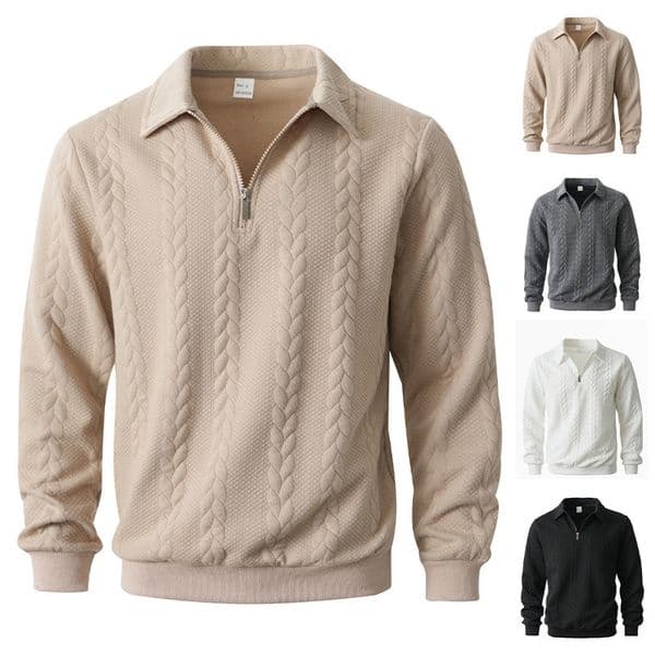 European Polo And American Jacquard Autumn Winter Designer T-shirt Collar Pullover Halfzip Swea Casual Designer Hoodie Sports Men's Knitwear