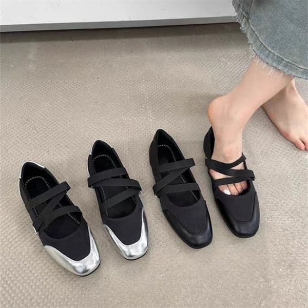 SpringFall Mary Jane Flats - Ballet-Inspired Round-Toe Slip-On Shoes with Elastic Strap Vintage Work Pumps for Women 260402