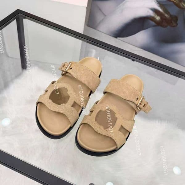 Designer Top quality Sandal Women Men sunset Flat comfort Sandals Real Leather Denim Slippers Summer beach Casual Sandals Slipper 35-42