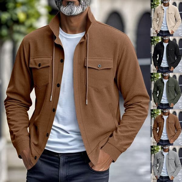 Independent Site Shirt Polo Autumn New Americanstyle Hoodie Workwear Casual Loosefit Corduroy Jacket For Men