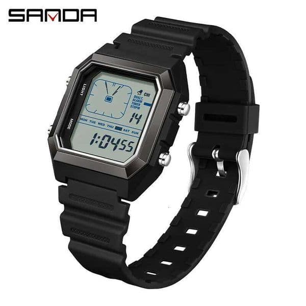 SANDA 6307 New Men's Digital Multifunctional Night Light Timer Calendar Outdoor Sports Waterproof Student Electronic Watch reloj