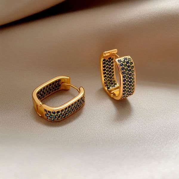 Earrings Elegant And Style Light Luxury Colorful Zircon U-Shaped Earrings For Women, Niche Design With A Sense Of Sophistication Fashionable Earrings