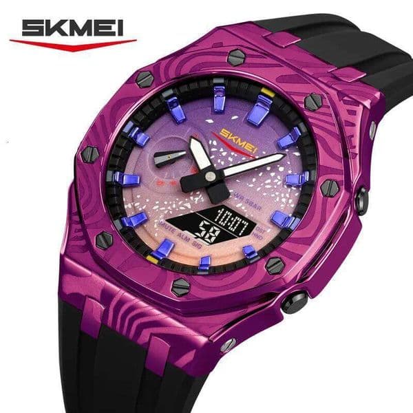 Skmei 2471 Analog Stopwatch timing Alarm Clock LED night light Dual Digital Display Quartz Waterproof Watches with Calendar