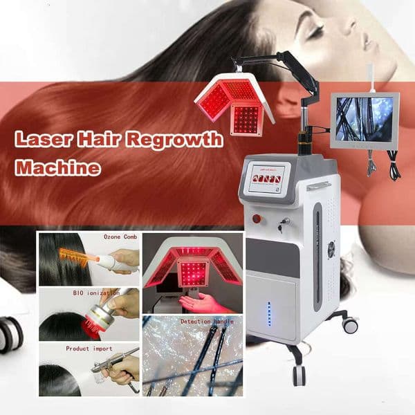 Advanced 650Nm LED Diode Laser Hair Regeneration Follicle Energizing 5 In 1 Scalp Care Hair Growth LLLT Hair Thickening Massage Follicle Analysis Machine