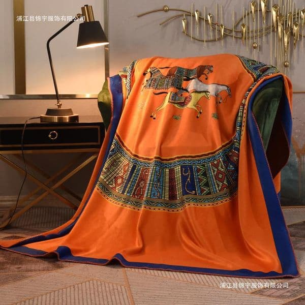 Luxury horse Cashmere Blanket Crochet Soft Wool Shawl Portable Warm Plaid Sofa Travel Fleece Knitted Throw Cape Blankets 37 Colors