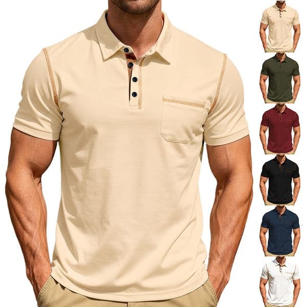 European And American Summer New Solid Color Men's Short Sleeve In Stock Casual Business Sports Designer T-shirt Polo Designer Hoodie Collar Polo Shirt