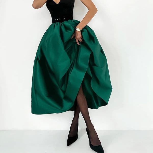 2026 Fashion Holiday Pleated Aline Skirt Simple Solid Color High Waist Womens Long Spring Summer Prom Party Half 260313BJ