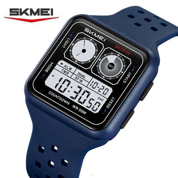 SKMEI 2688 Men Electronic Watch Simple Casual Waterproof Students Wristwatch Square Dial Alarm Clock Fashion Watches for Man
