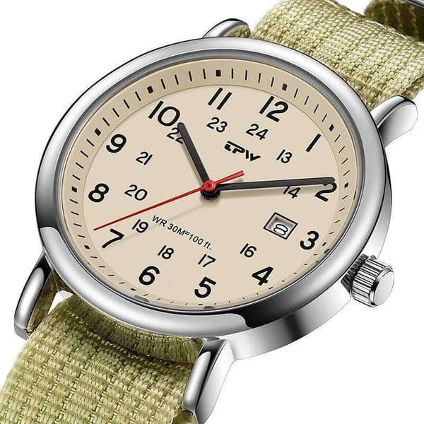 2026 TPW Field Watch Easy Reading Fabric Strap 24 Hours Display Quartz Movement Day function