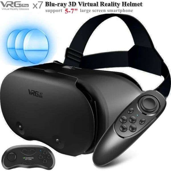 VRGpro X7 Virtual Reality 3D Glasses Box VR Google Cardboard Helmet for IOS Android 5-7" Smartphone,Wireless Rocker 26Y0313