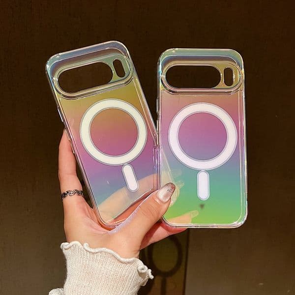 Rainbow Magnetic Wireless Charging Case For One Plus 13R Google 10 Pro 9A Moto G 5G Stylus Edge 50 G45 G34 Magnet Colorful Gradient Hard PC Acrylic TPU Phone