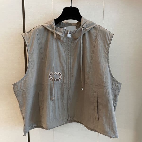Women Sleeveless Hooded Jacket Designer Letter Loose Zipper Waistcoats Casual Breathable Daily Versatile Vest Outerwear