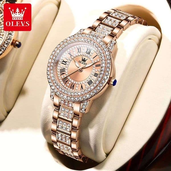 OLEVS 9943 Original Diamond Dial Watch for Women Luxury Elegant Waterproof Quartz Wristwatch Fashion Ladies' Watches
