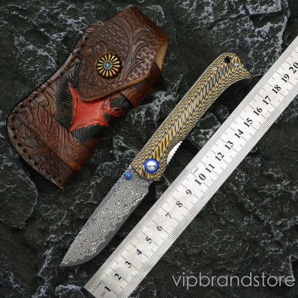 New Green Oyster Damascus Folding Knife VG10 couteau Color Handle EDC fixed blade knife Tool Self Defense Portable Outdoor Fruit Fishing pocket knife Camping Kn