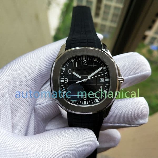 40mm U1 Factory Men's Watch Automatic Mechanical Movement Classic 5167A-001 Black Dial Date Watches Transparent Back Rubber Strap Mans Wristwatches
