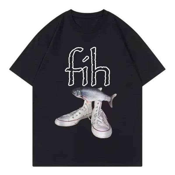 Funny New Style Hot Sale Fih Shoes Graphic T Shirts Misspelled Fish Meme T-shirts Casual Fashion Short Sleeve T-shirt Unisex 26Y0316