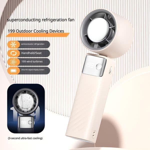 High-speed handheld semiconductor cooling ice pack with super-strong airflow, ice ceramic foldable neck-hanging charger mini