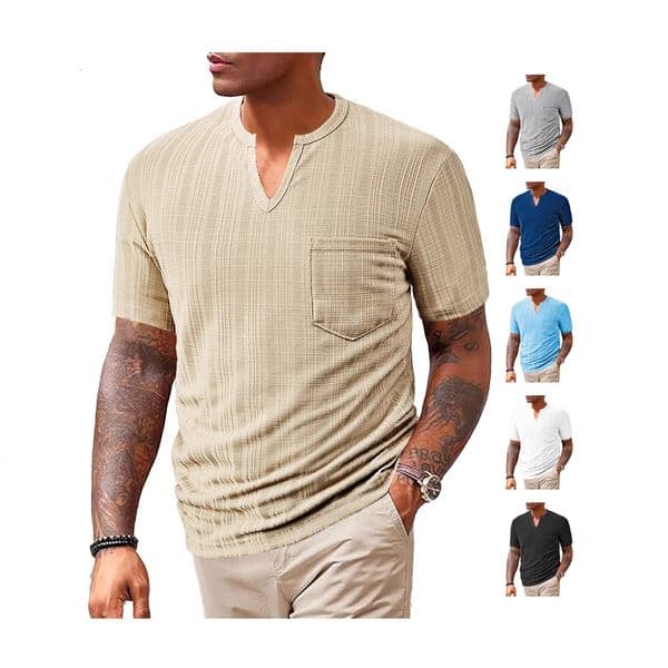 Years Of Men's Fashion: European And American Summer New Style Designer T-shirt Sporty Casual Loose Polo Solid Designer Hoodie Color Imitation Linen Vneck Men's