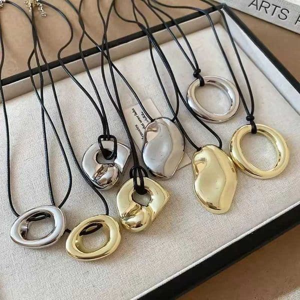 Punk Large U-Shape Geometric Pendant Necklace Women MenHorseshoe Adjustable Long Leather Rope Sweater Chain Necklaces JewelryXJ260316