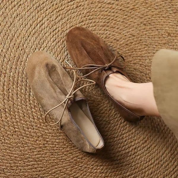 AIYUQI Womens Flat Shoes Vintage Lace-up 2026 Loafers For Women Large Size Ballet Mary Jane Female Shoes 260313