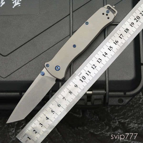 2Models 537 Bailout AXIS Folding Knife 3.34 M390 pocket knife Tanto Plain couteau fixed blade knife Blade, TC4 Handles - 537GY-1