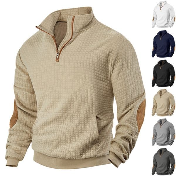Autumn/winter Men's Polo Casual Designer T-shirt Swea New Plaid Zipper Front Suede Designer Hoodie Embroidered Jacquard Swea