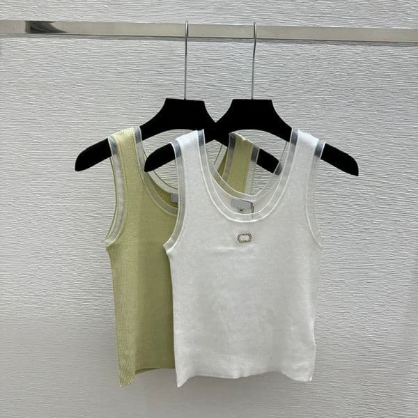 Designer Women Slim Fit Vests Contrast Color Classic Sleeveless Tops Summer Party Nightclub Versatile Charm Singlet Tees
