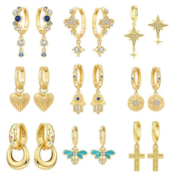 New Cross-border Arrival: Simple Heart-shaped Cross Earrings, 18K Gold Plated, Elegant and Stylish Women's Earrings.