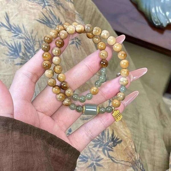 Original Niche Design New Chinese Style Cool Zen Wealth-Attracting Double-Layer Stacked Beaded Exquisite High-End Feel Bracelet B5
