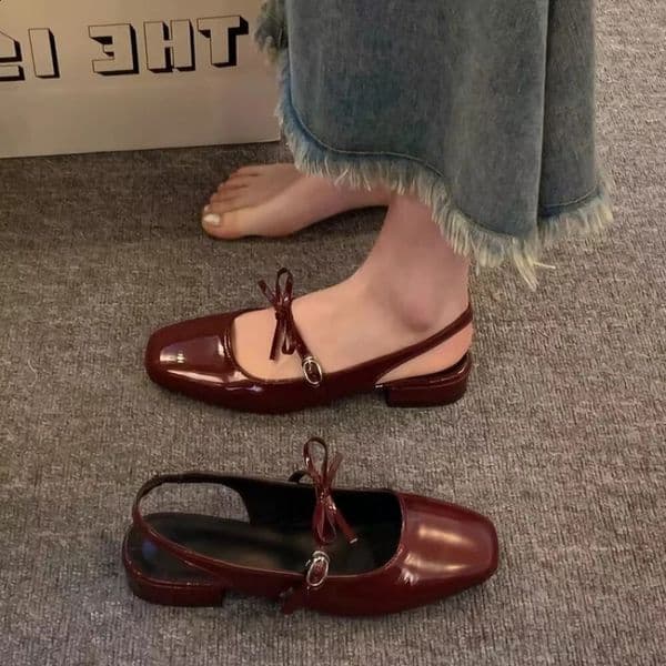 2026 French Vintage Chunky Heel Mary Jane Pumps Womens Square Toe Bow Ankle Strap Dress Shoes with Buckle 260313