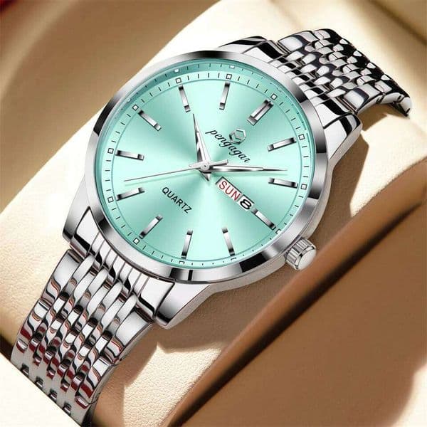 PENGAGAR Men Stainless Steel Men's European and American Business Leisure Quartz Waterproof Outdoor Sports Watch